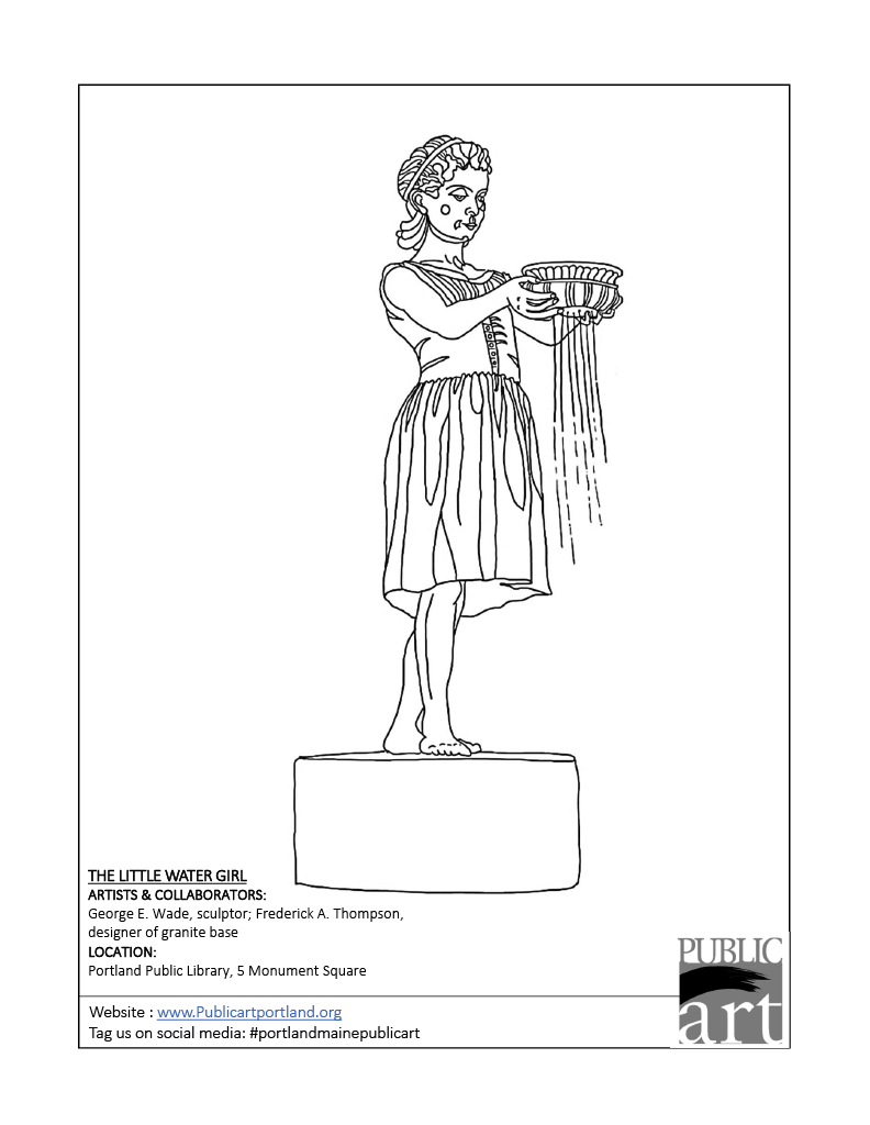 Portland Public Art Commitee coloring sheet - The Little Water Girl