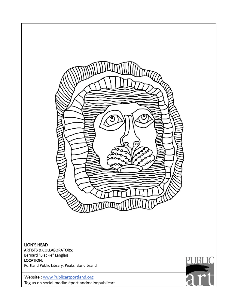 Portland Public Art Commitee coloring sheet - Lion's Head
